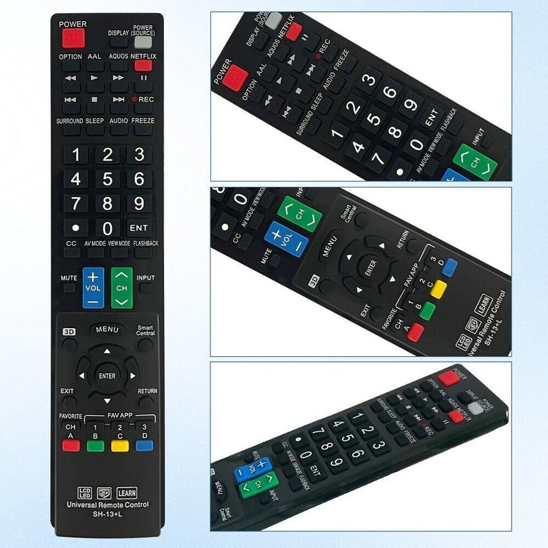 econtrolly New SH-13+L Replace Universal Remote Control fit for Almost All Sharp Brand LCD LED HD Smart TV GB004WJSA GB005WJSA GA890WJSA GB118WJSA GJ221-C GJ221 - Image 4